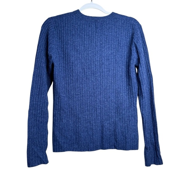 Autumn Cashmere 100% Cashmere Crew Neck Rubber Sweater Blue L - Picture 2 of 5
